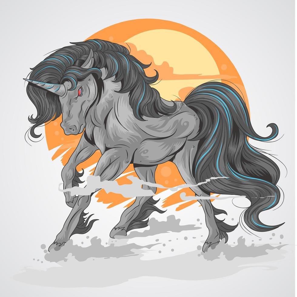 unicornios negros corriendo vector