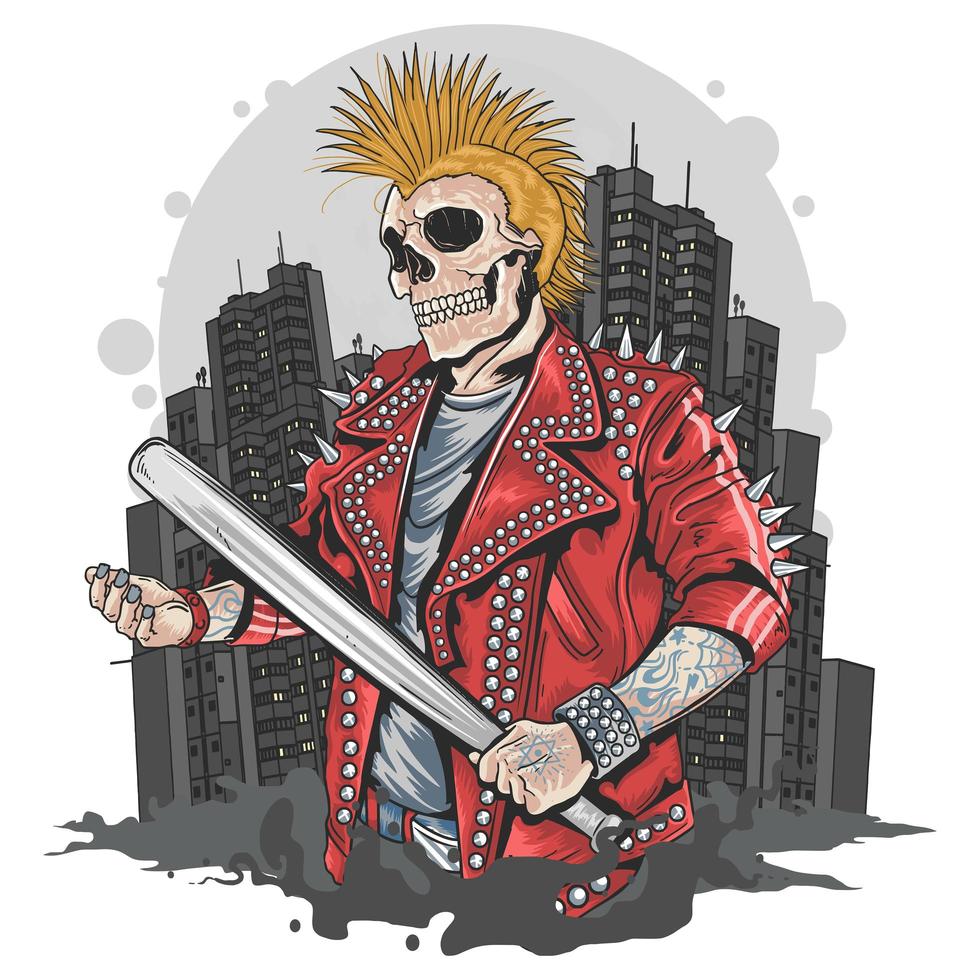Punker with a skull-head  vector