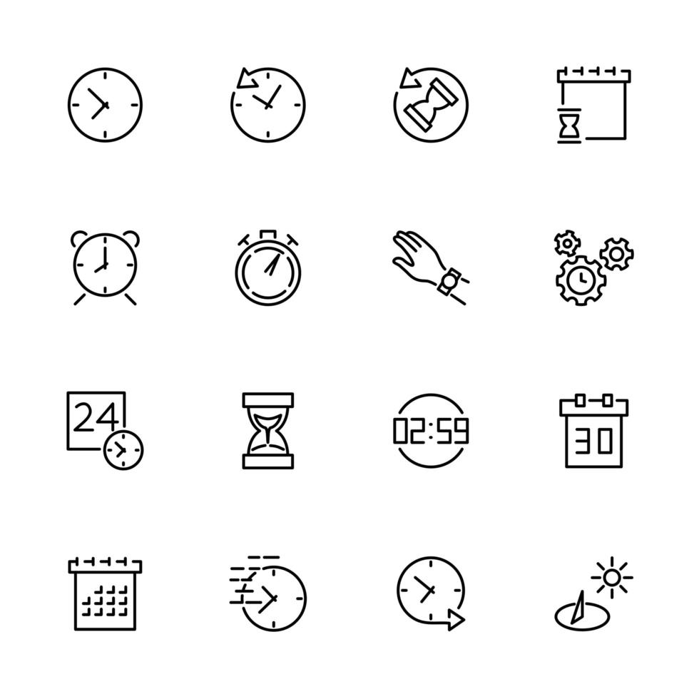 Time lapse line icon set. vector