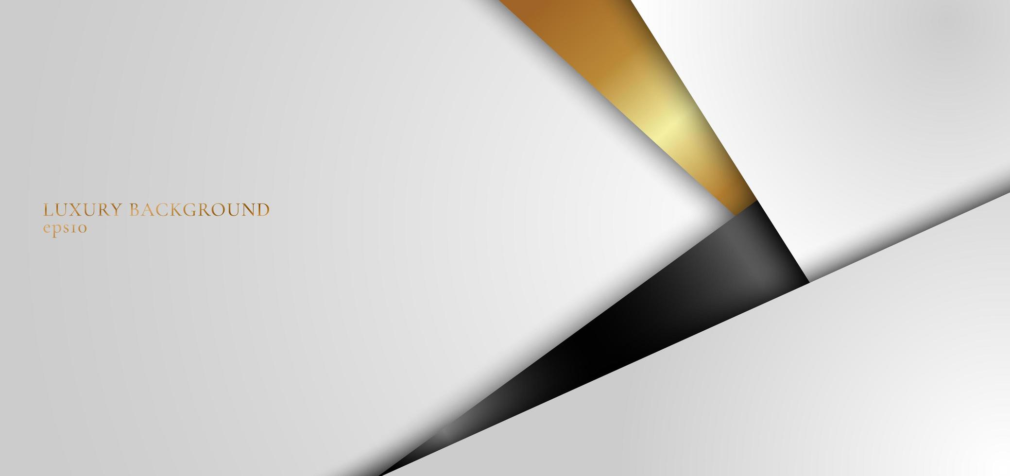 Elegant white, black and gold geometric triangle vector