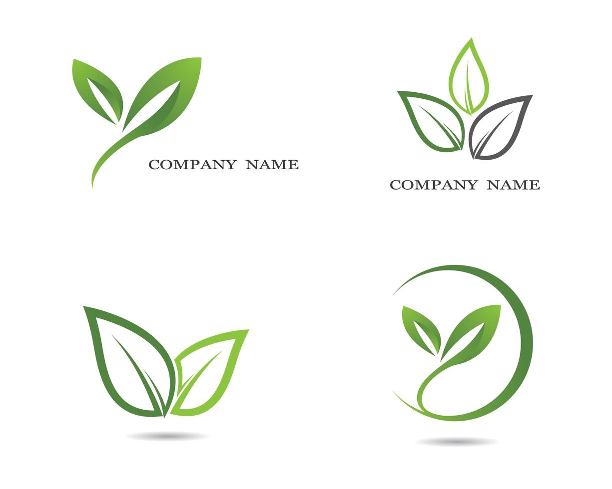 Ecology green leaf icon set vector