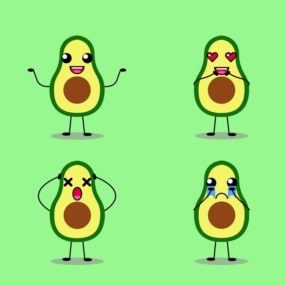 Set of avocado characters vector