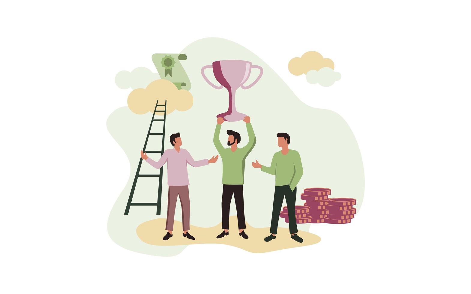 Success people holding trophy vector