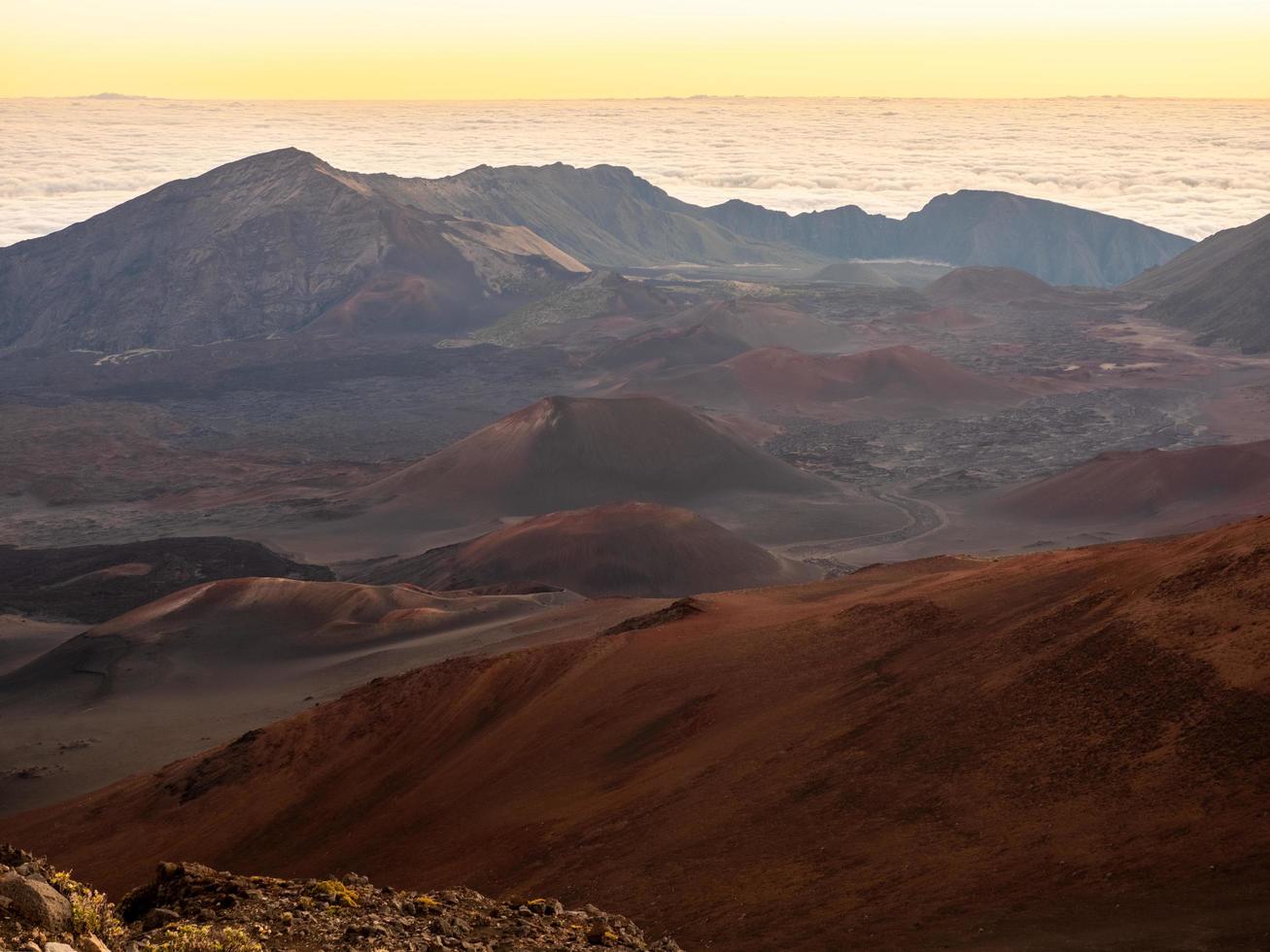 Brown and gray mountains at sunset photo