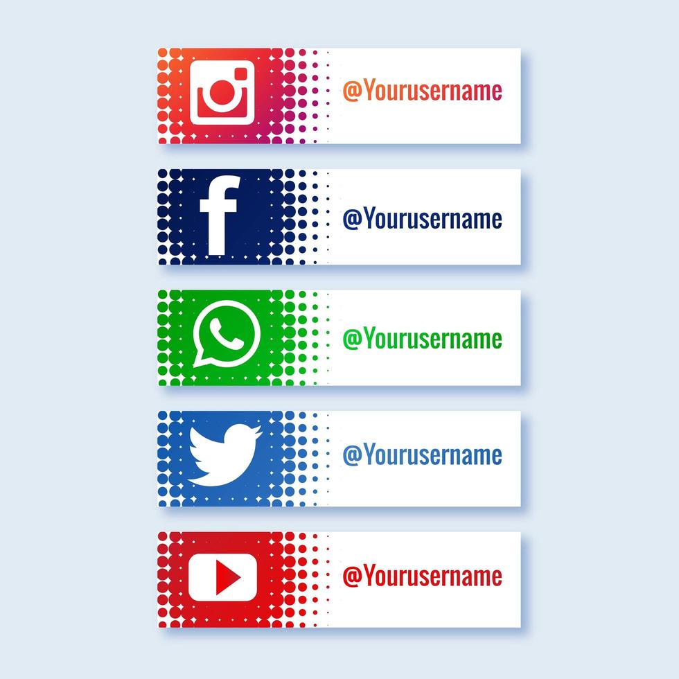 elegante conjunto de tercera colección inferior de redes sociales vector