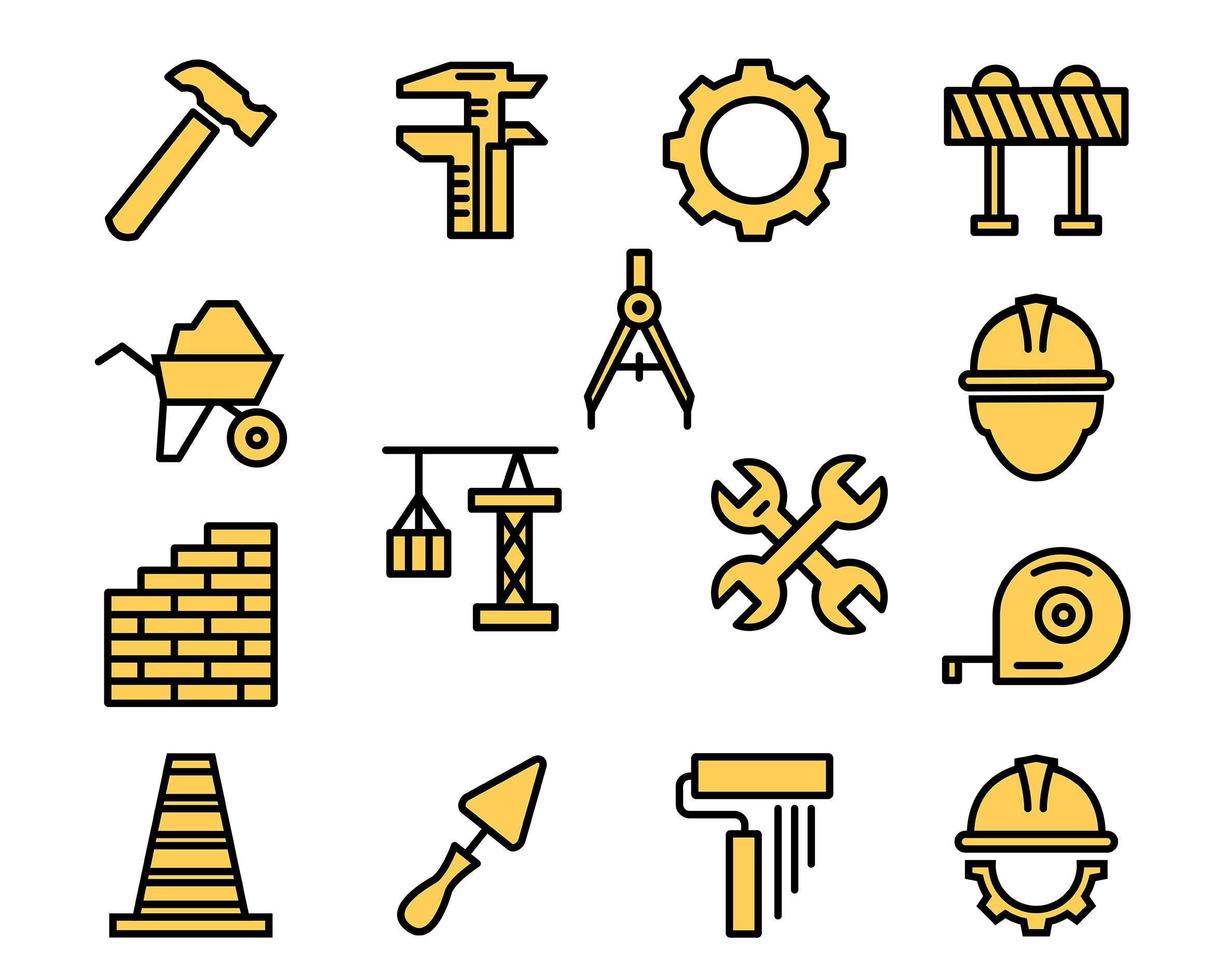 Construction icons set vector