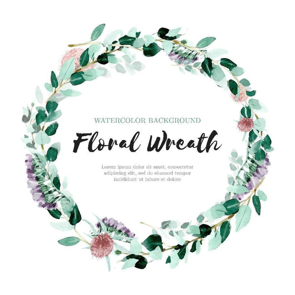 Tender Eucalyptus Watercolor Wreath vector