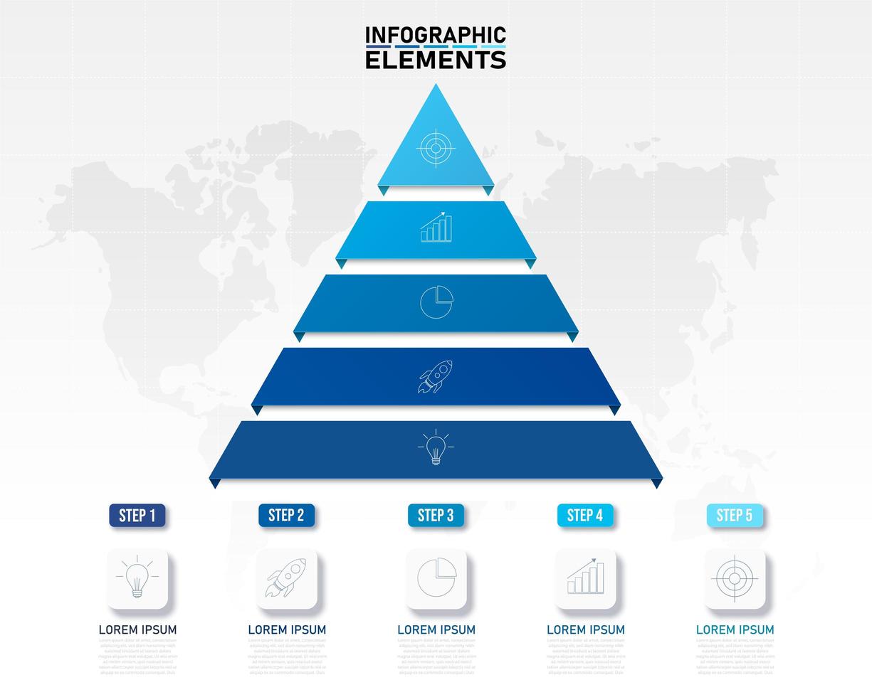Blue pyramid chart for infographics and presentations vector