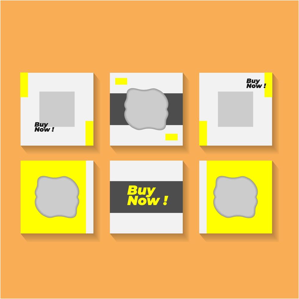 Yellow and gray caousel social media post templates vector