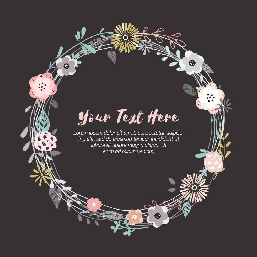 Rustic Pastel Floral Wreath vector