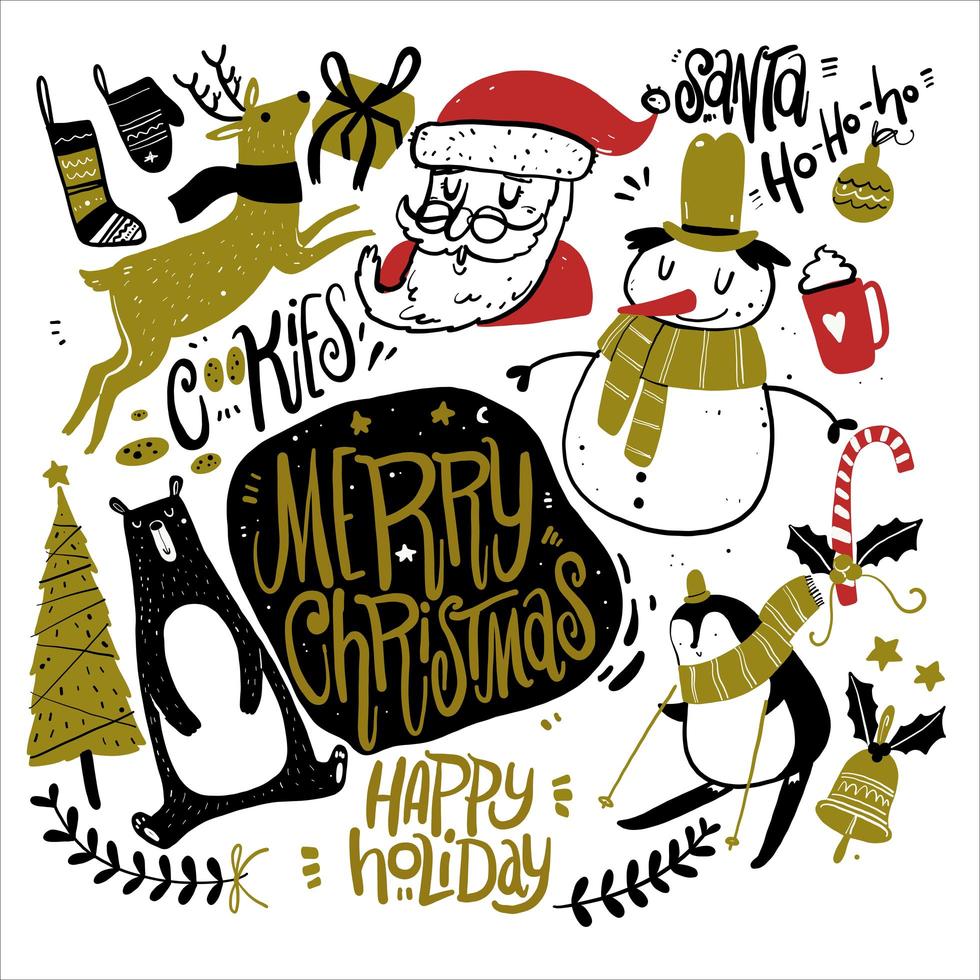 Christmas season doodles vector