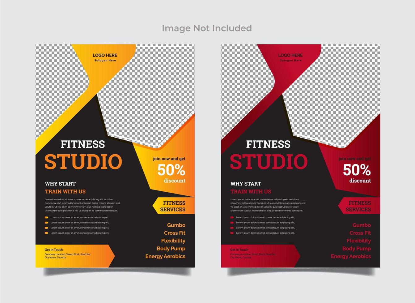 Gym flyer template design set vector