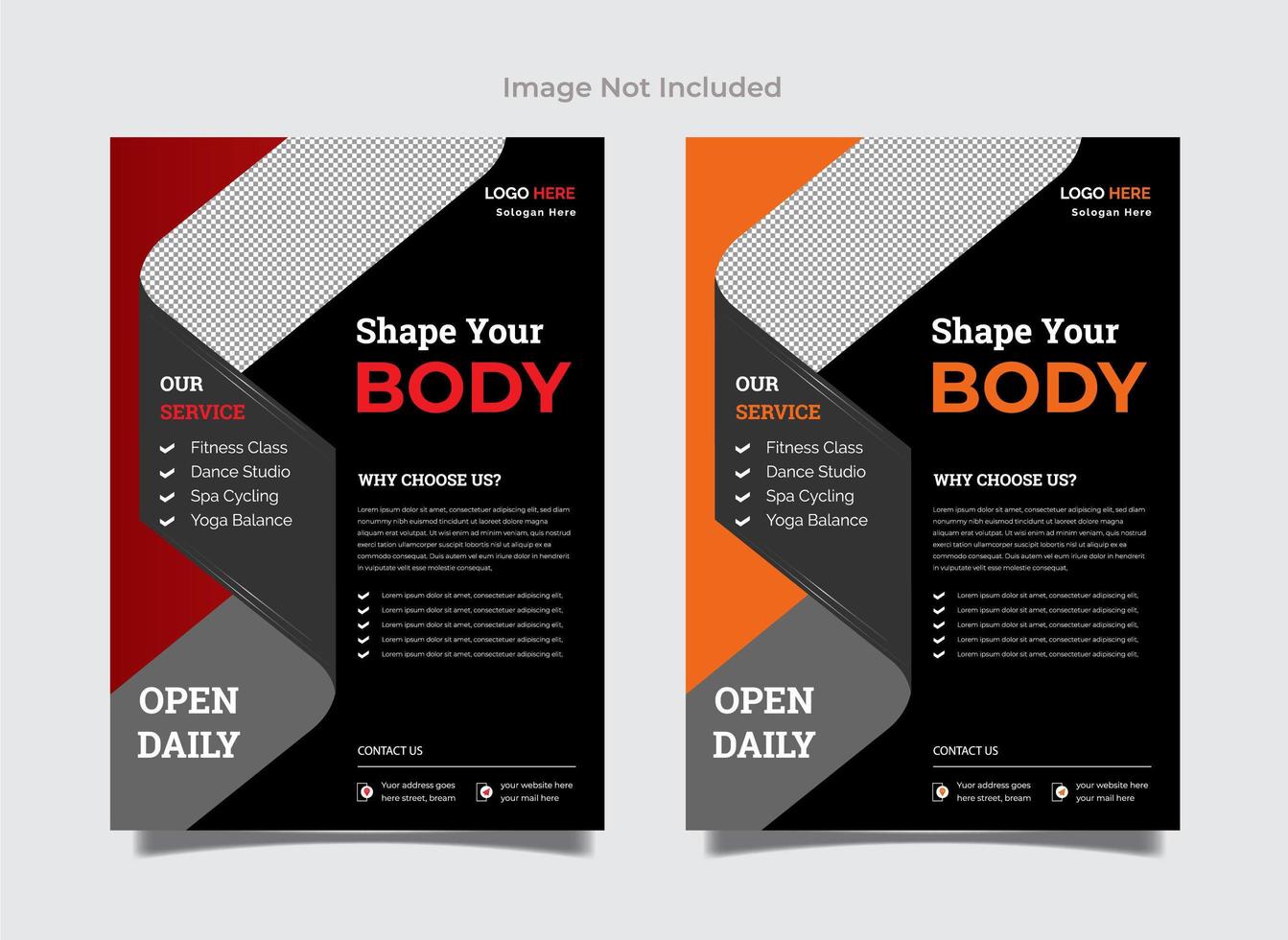Gym flyer templates in two colors  vector