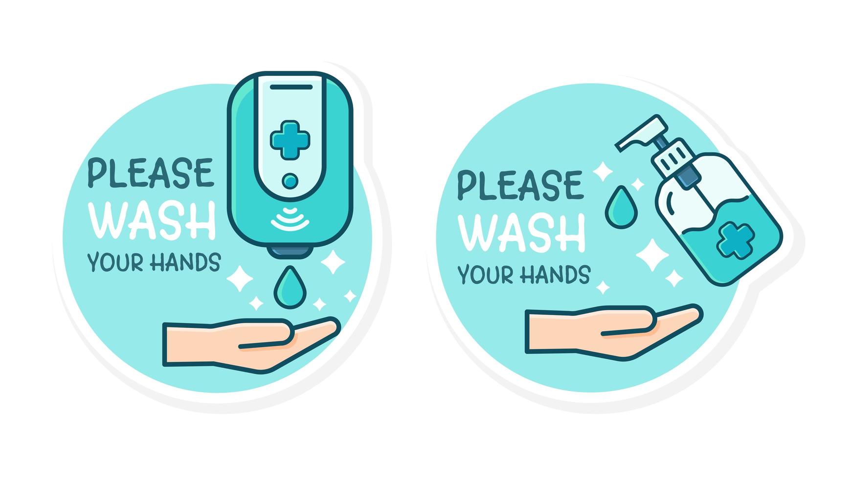 Please wash your hands sign set vector