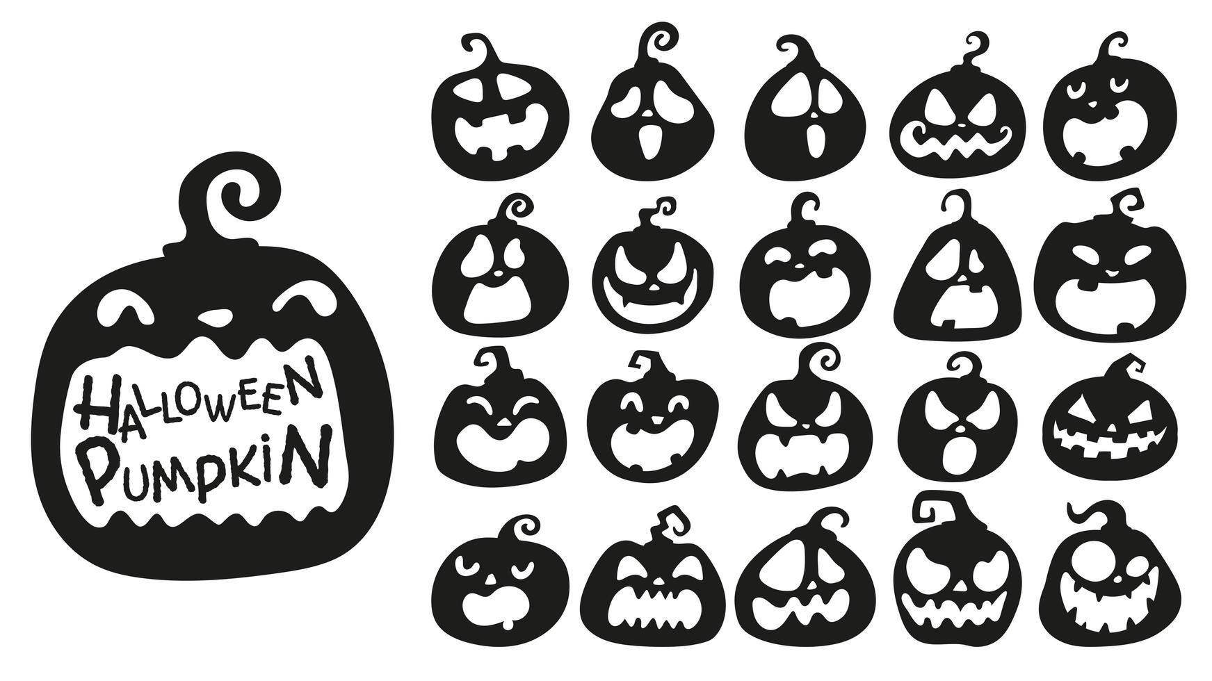 Jack-o-lantern silhouette set vector