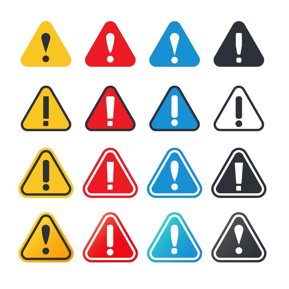 Exclamation mark warning sign set vector