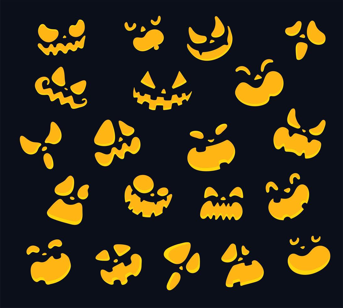 conjunto de cara de Jack-o-lantern vector