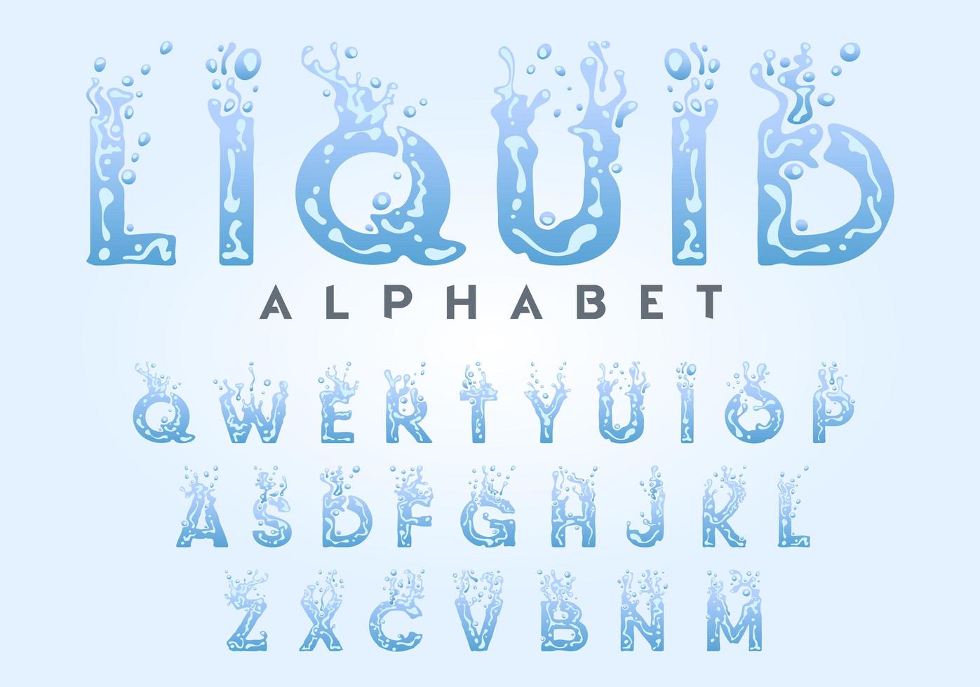 conjunto de letras de agua vector