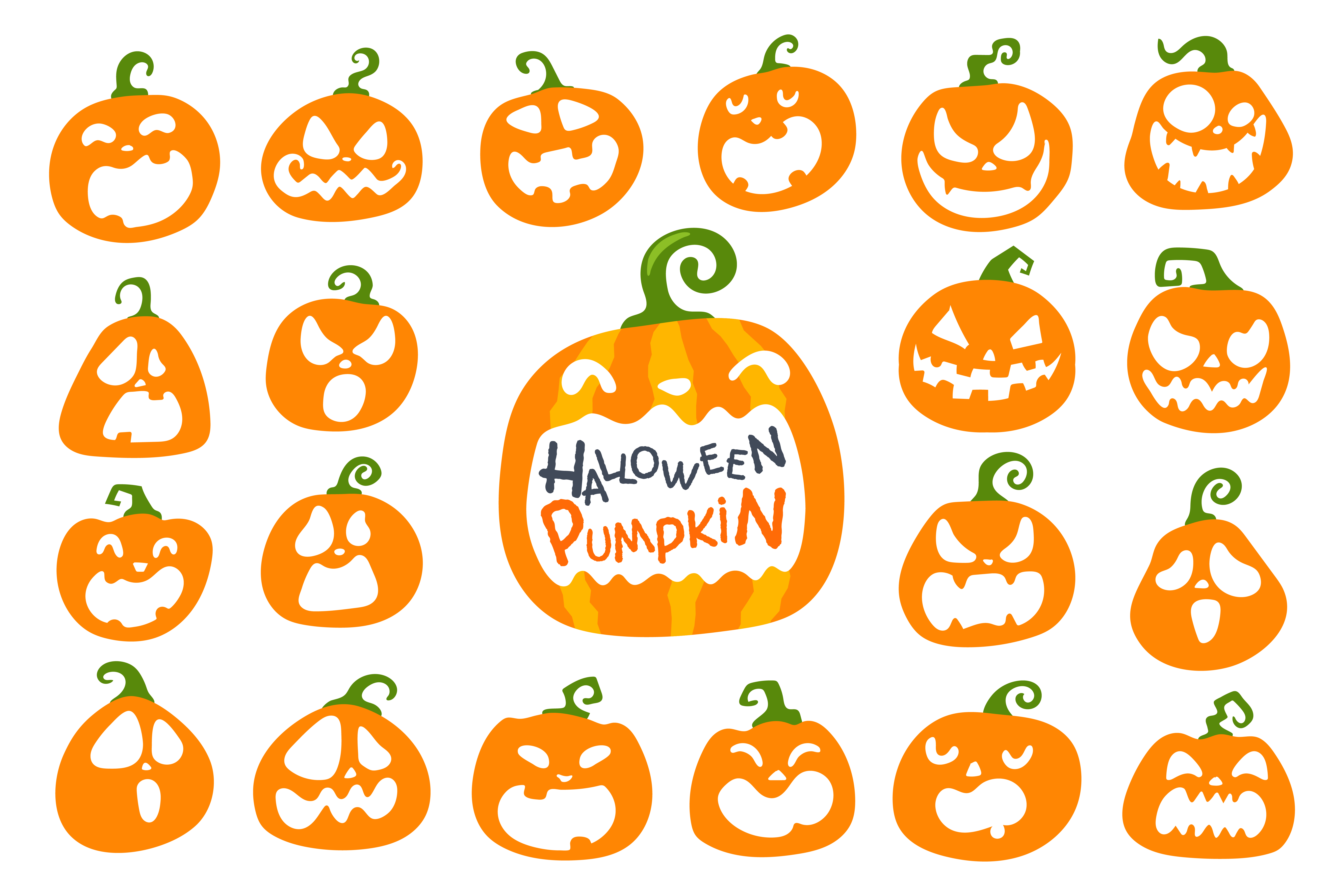 Orange Halloween pumpkin set 1226348 Vector Art at Vecteezy