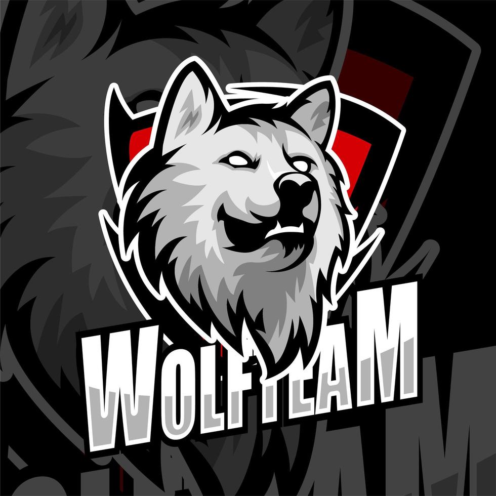 logotipo de esports del equipo de cabeza de lobo vector