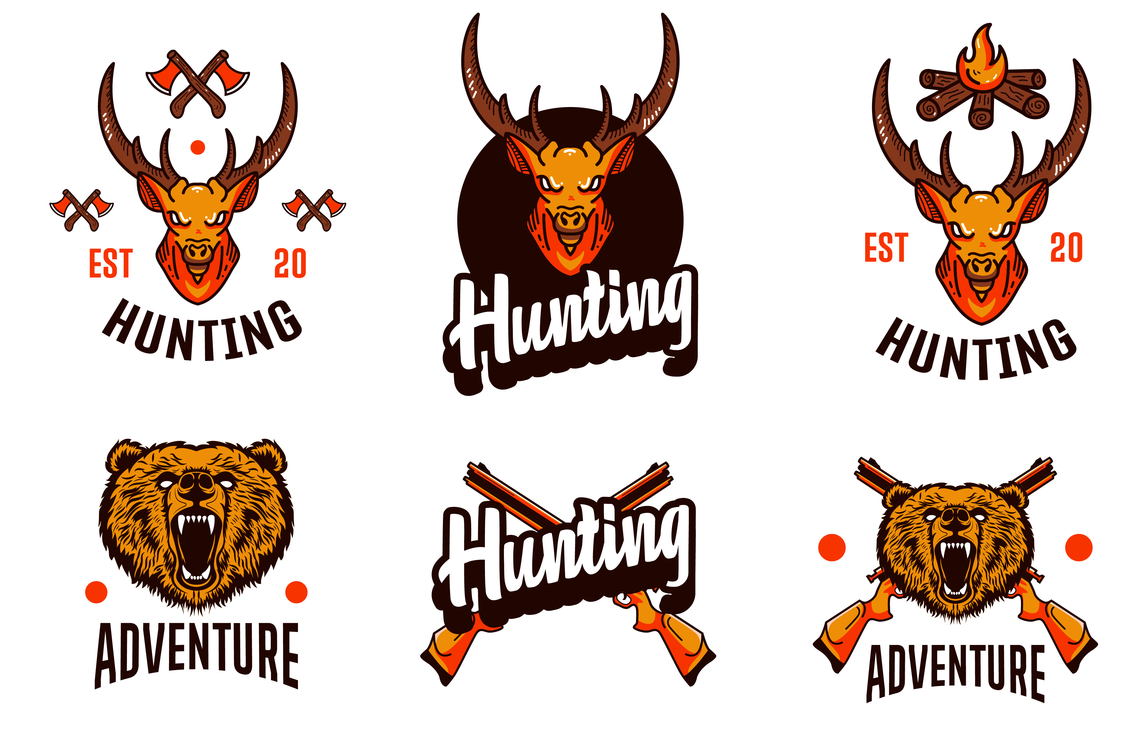Set of Deer Hunting Logos 1226358 Vector Art at Vecteezy