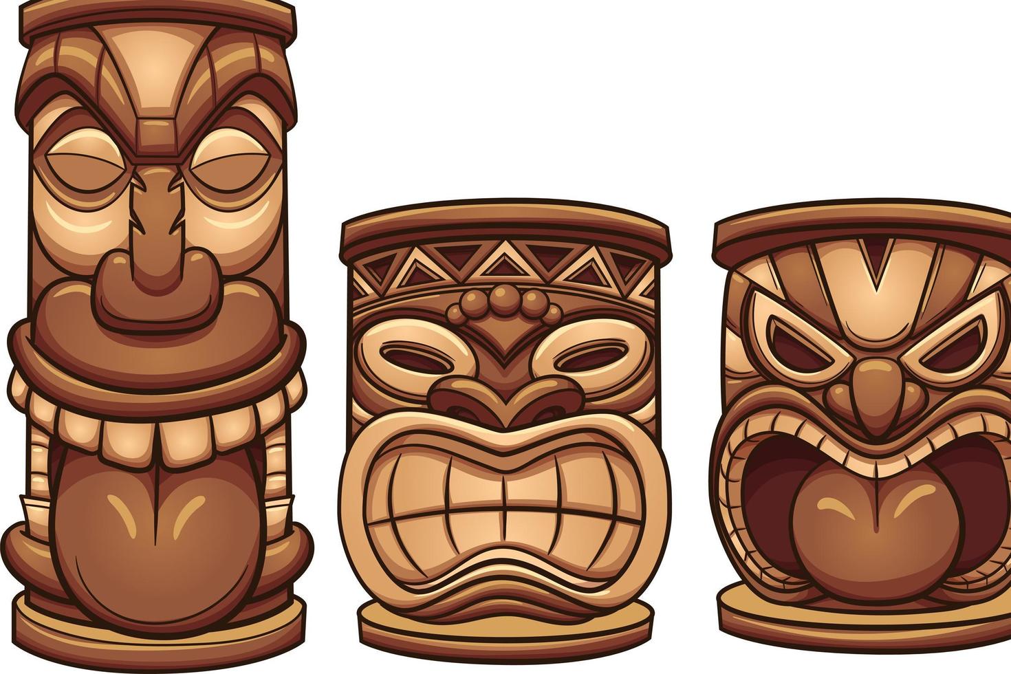 Brown Tiki Totems vector