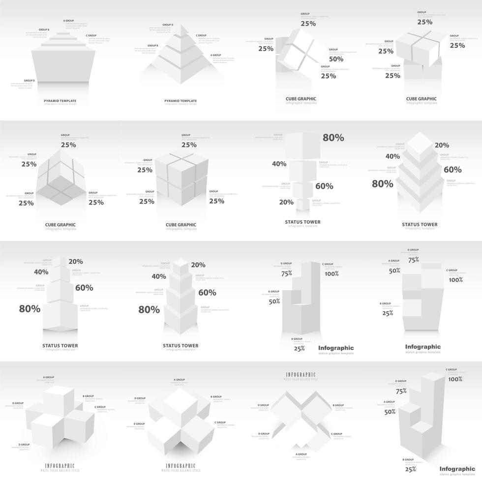 White and Gray Infographic 3D Template vector