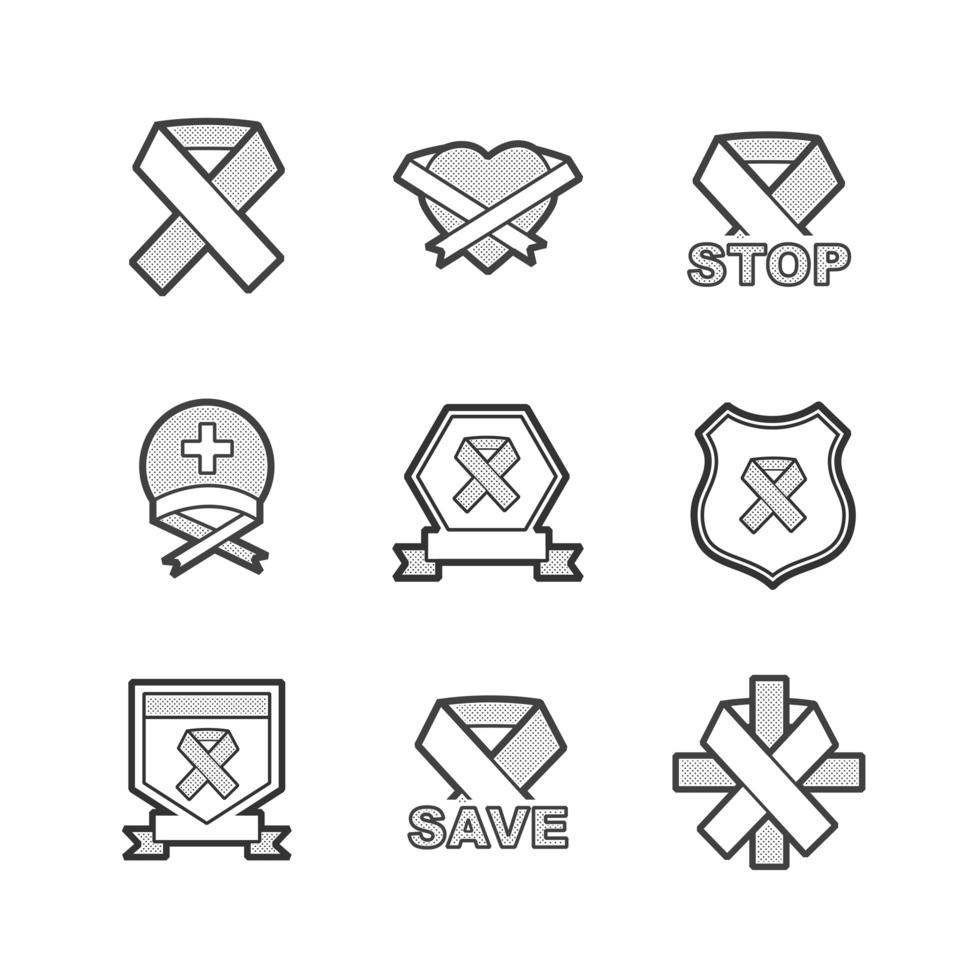 Cancer Icons Set vector