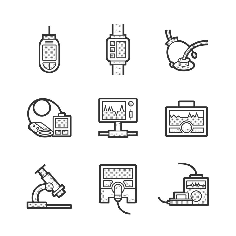 conjunto de iconos de dispositivos médicos vector