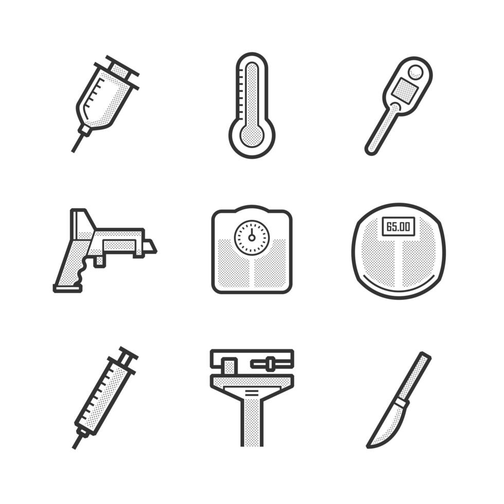 Various Medical Devices Icons Set vector