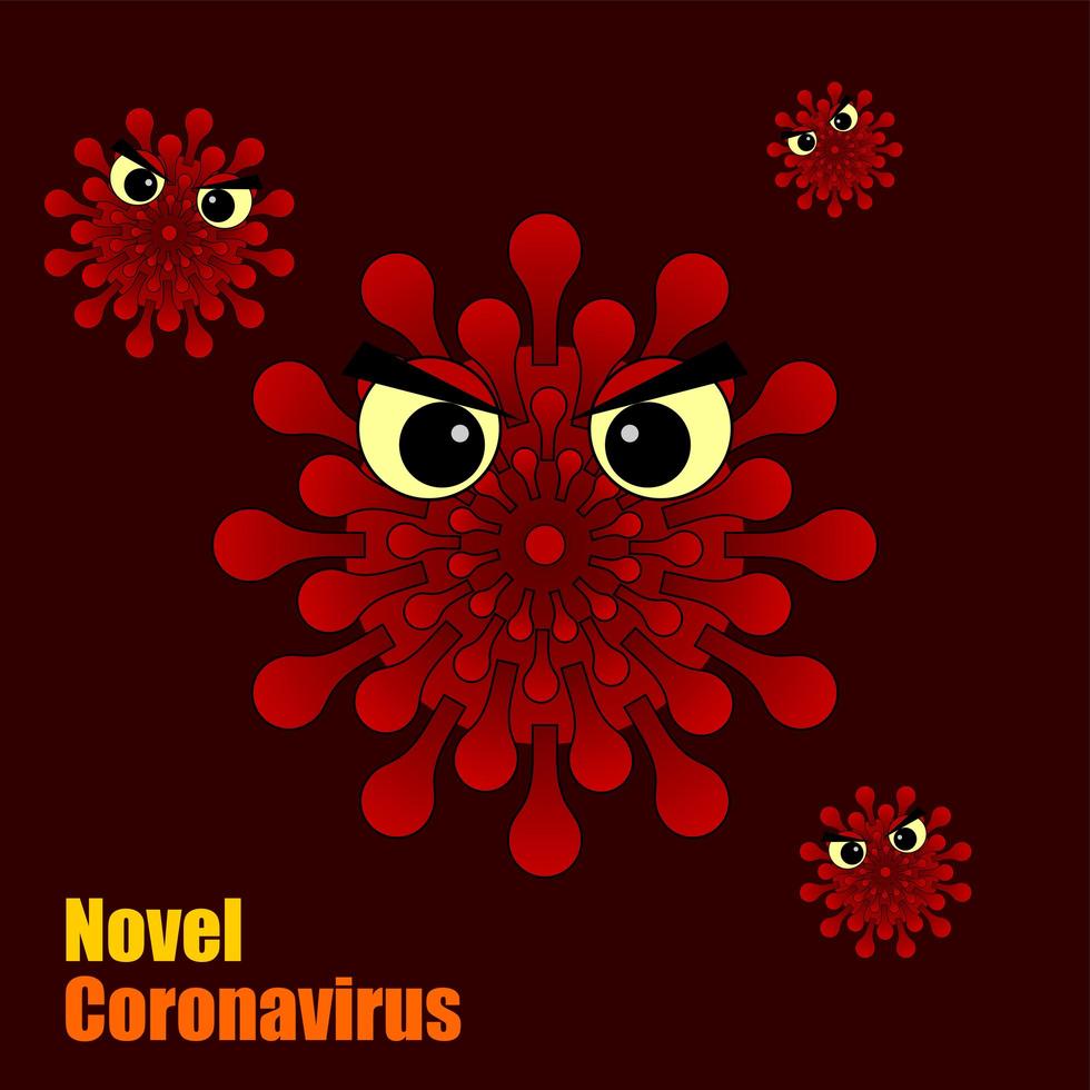 personajes malvados del coronavirus rojo vector