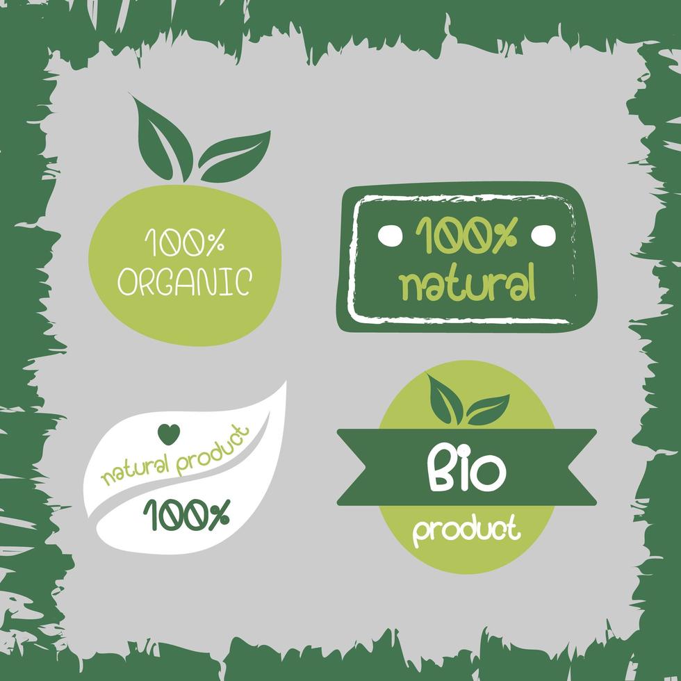 Natural Organic Bio Label Tags Set  vector