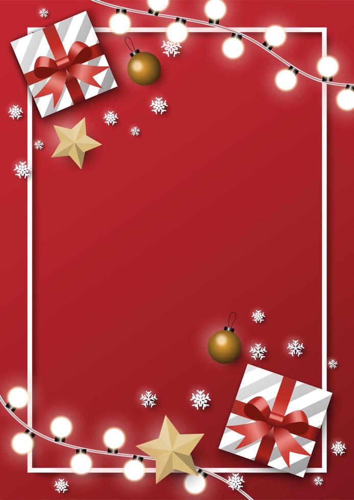 Fondo de borde rojo de tarjeta de felicitación de Navidad vector