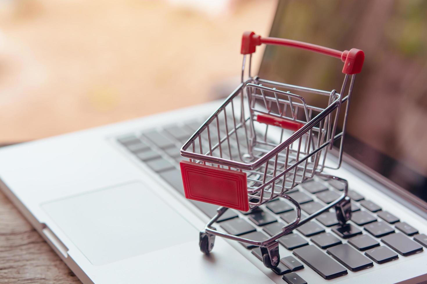 Conceptual image of mini shopping cart photo