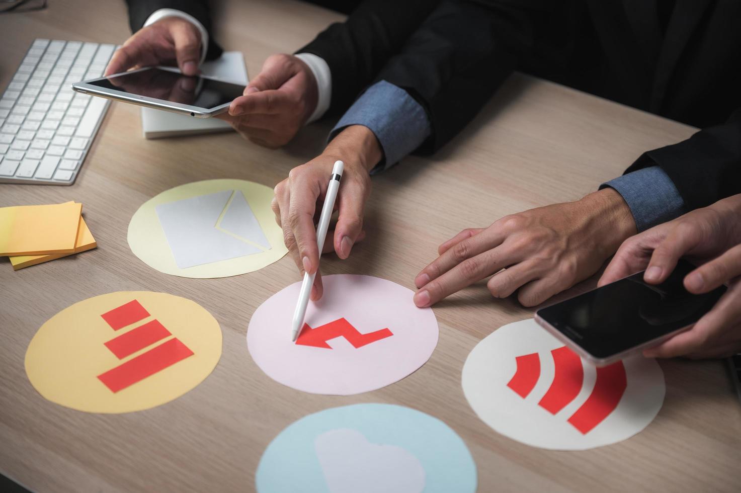 Coworkers work together on business idea photo