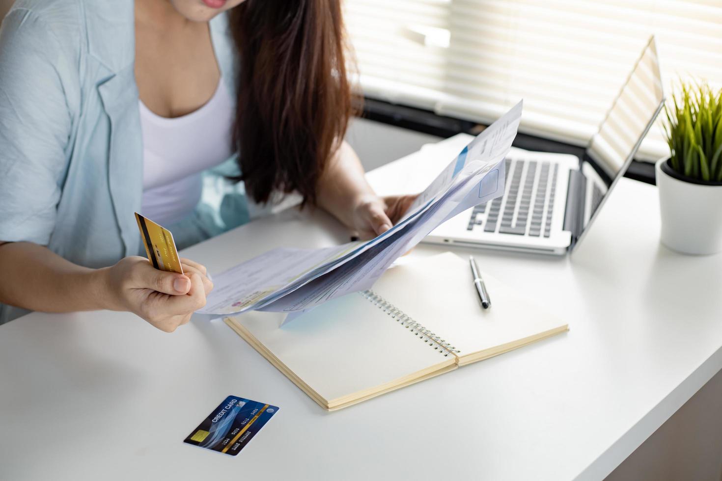 Woman is working on finances  photo