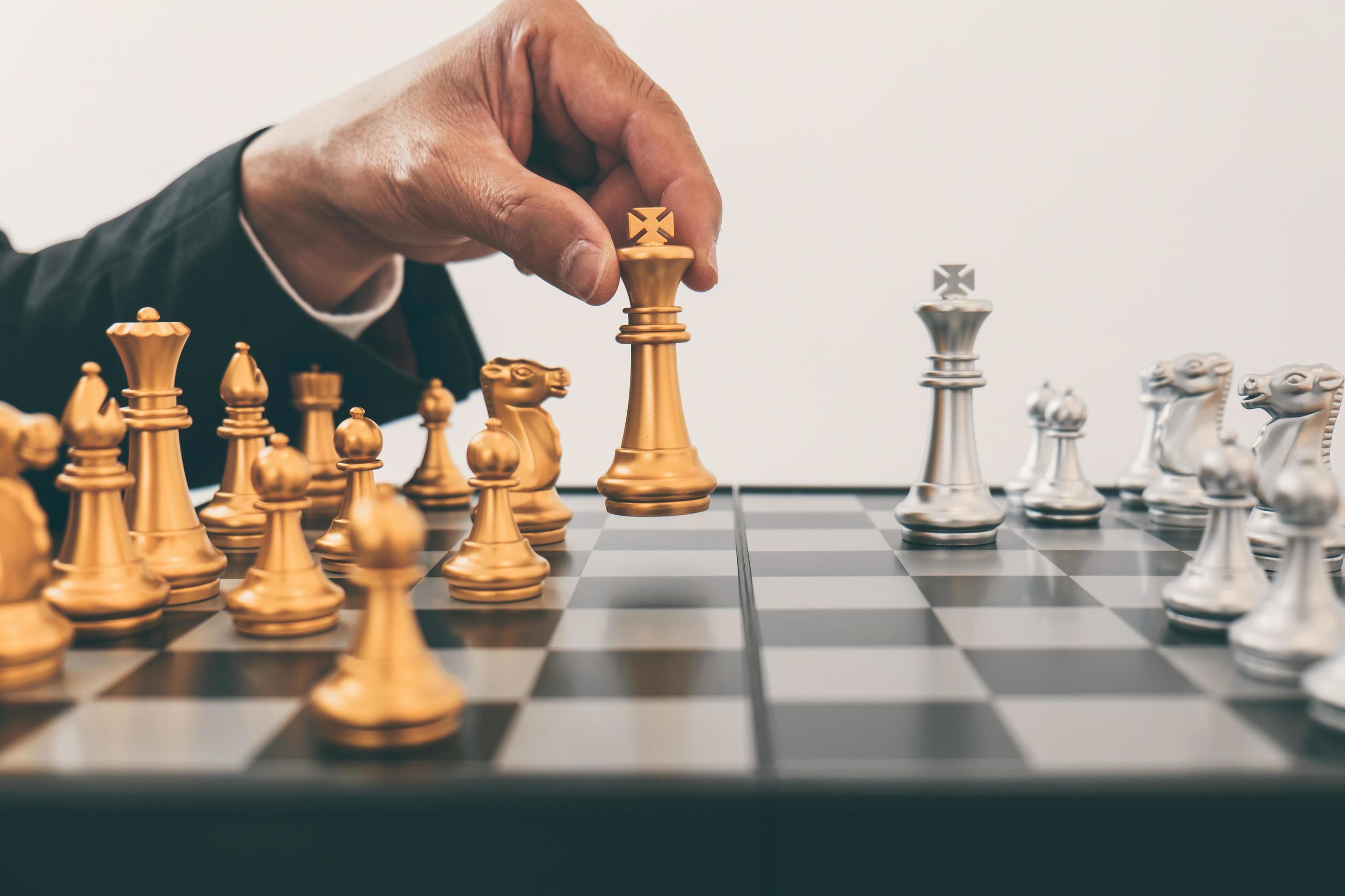 Hand Man Taking Chess Piece Make Next Move Chess Game Stock Photo by  ©guruxox 640426490