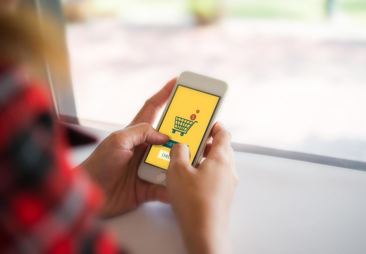 Shopping online on smartphone  photo