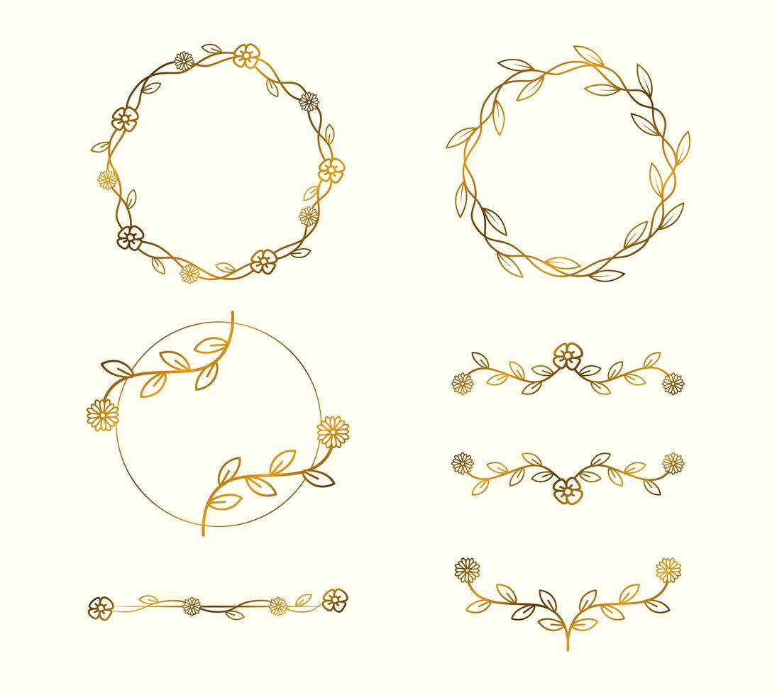 Hand drawn floral frames and borders vector