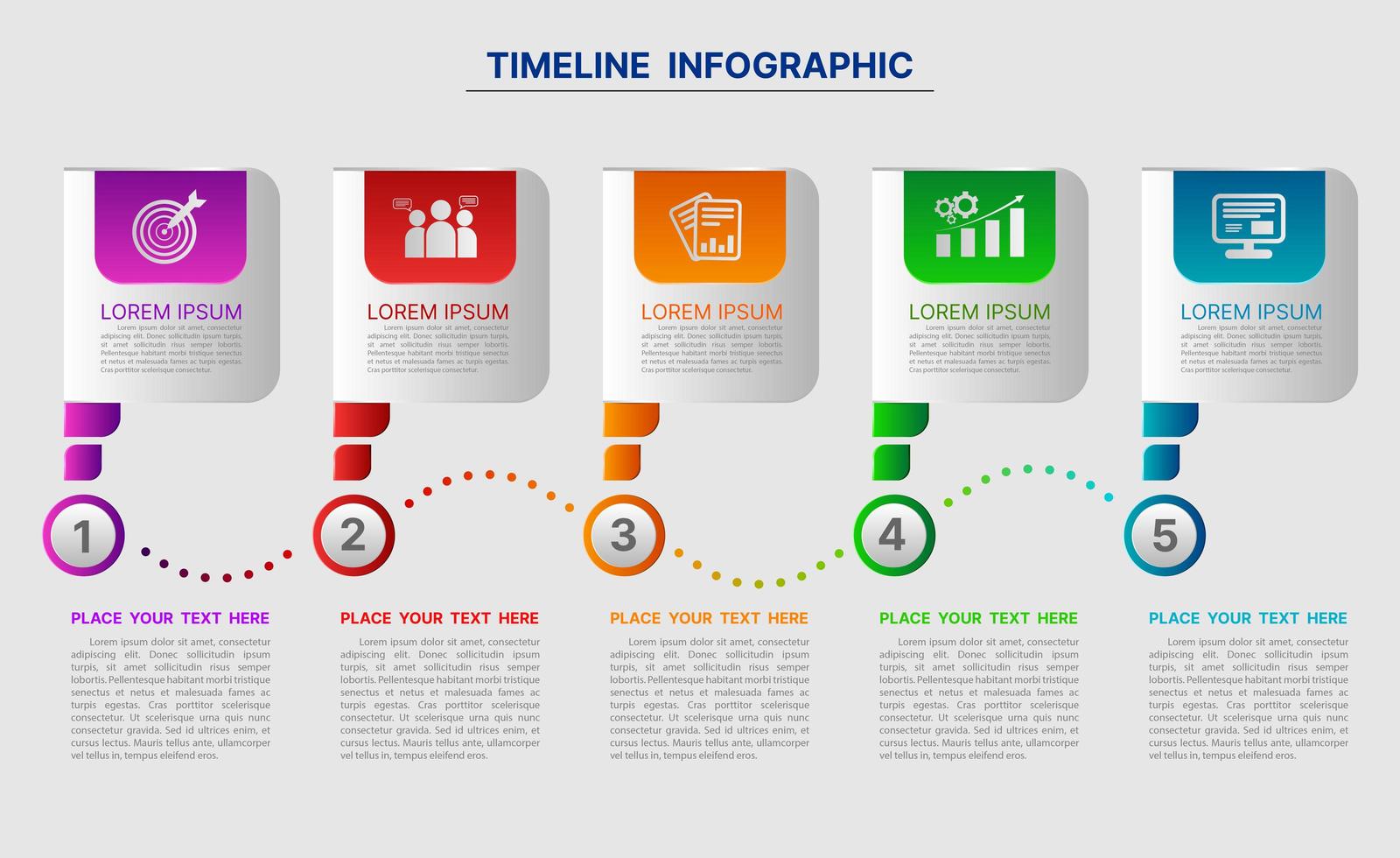 Modern colorful 5 step infographic  template vector