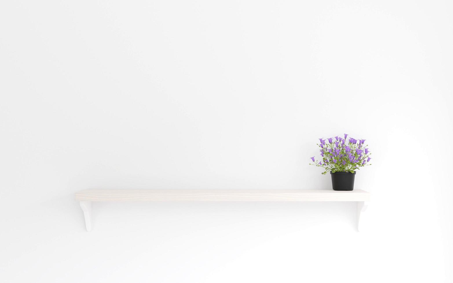 Minimal style purple flower on the wooden shelf photo