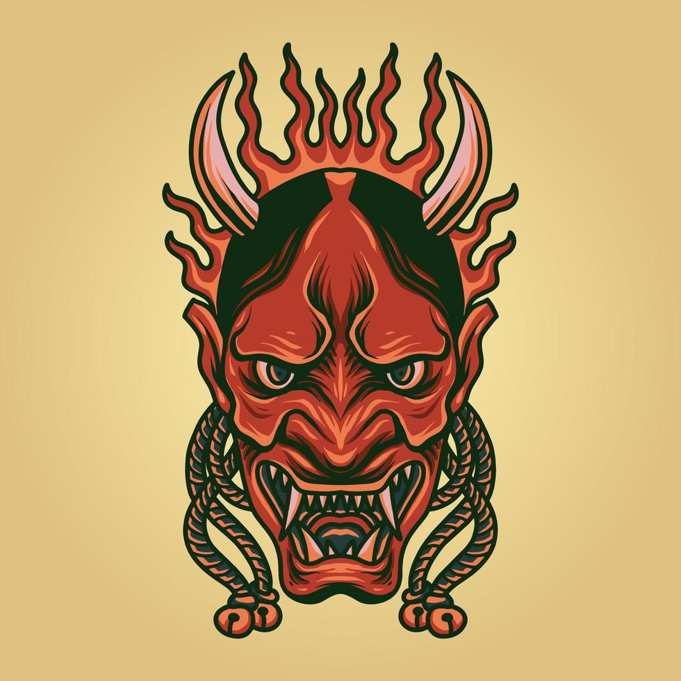 Scary Oni Mask  vector