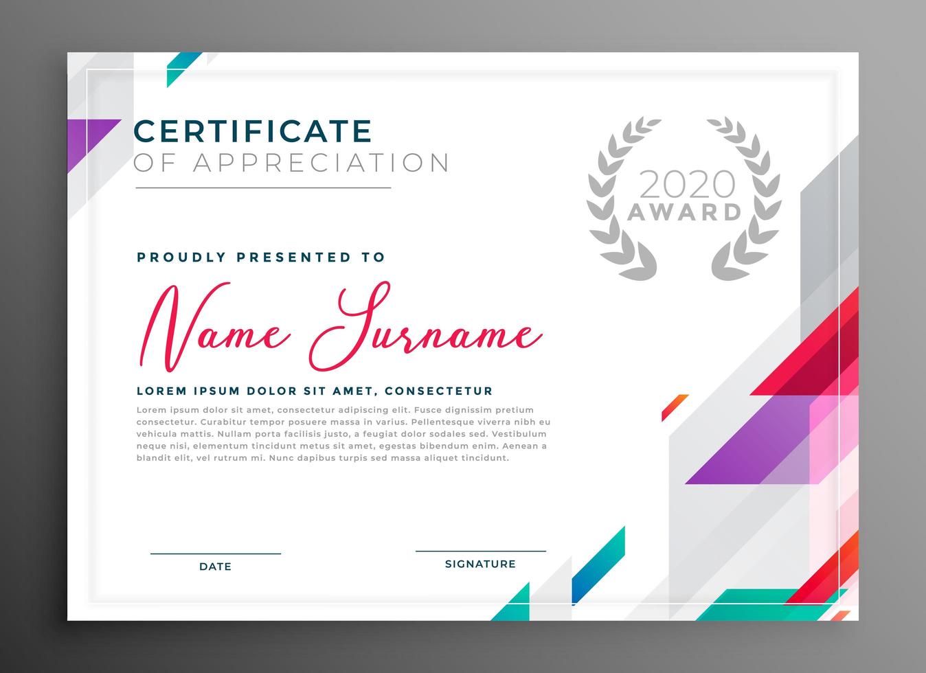 Award template certificate vector