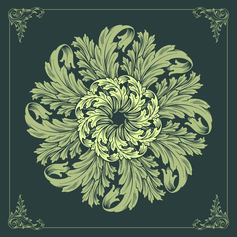 mandala floral verde vector