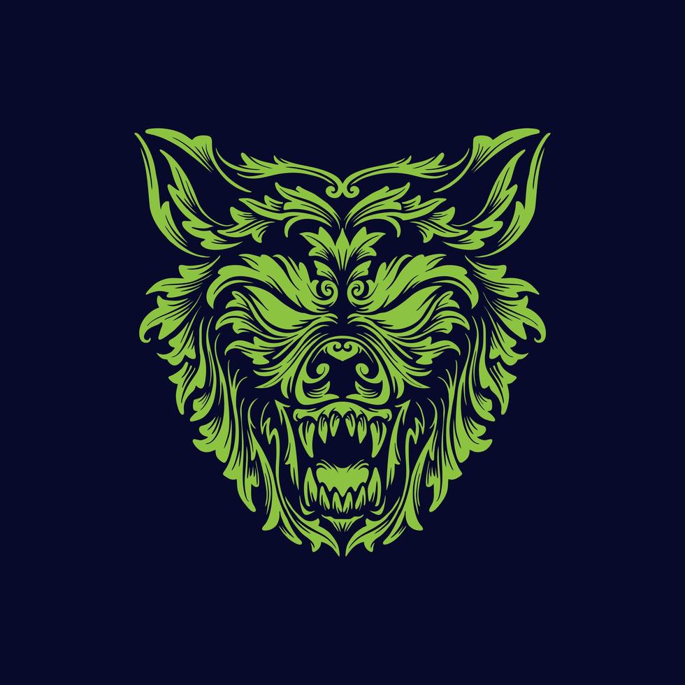 Angry wolf head  vector