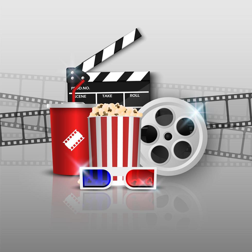 Cinema background concept on gray background vector