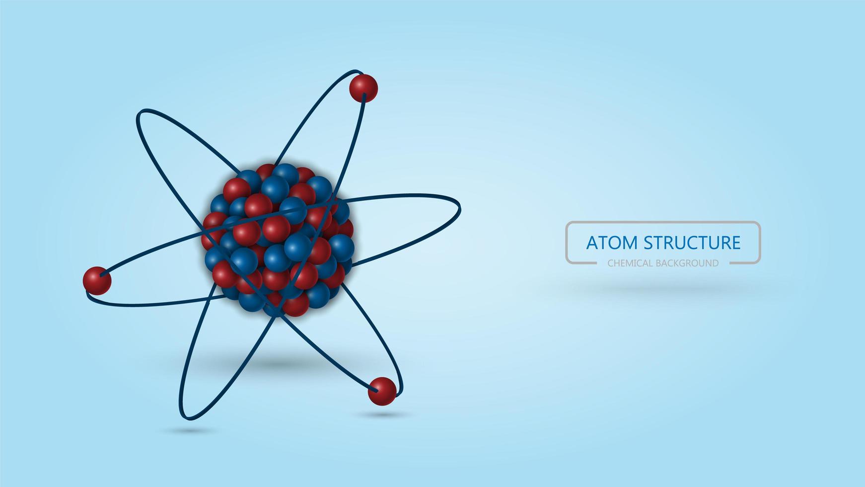 Estructura atómica 3d, fondo químico vector