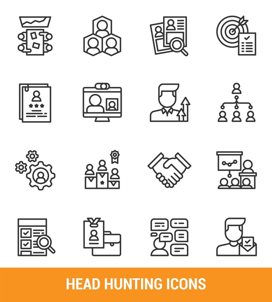 Head hunting line icon set vector