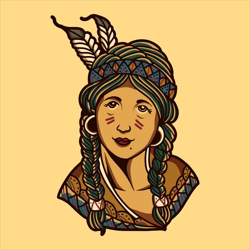 Native American Girl  vector