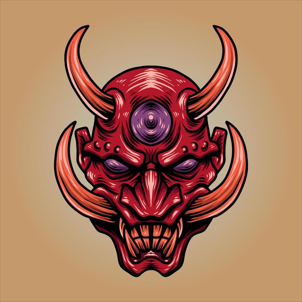 Red demon mask  vector